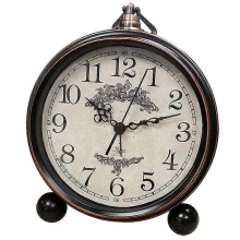 4" Silent Metal Alarm Clock Morning, Vintage Alarm Sound, Battery Operated