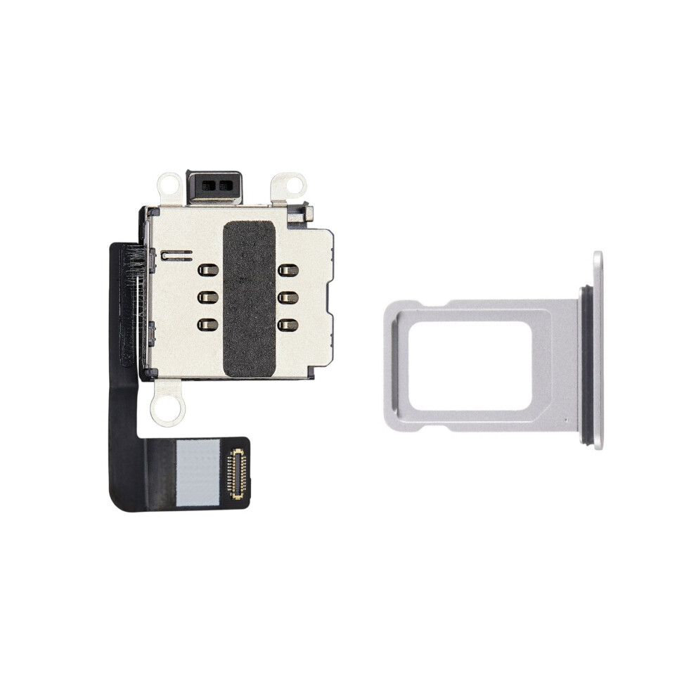Dual Sim Reader And Sim Tray For Iphone 16E Silver 693053442684