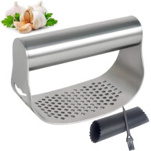 Stainless Steel Rocking Garlic Press, Garlic Grinder with Bottle Opener Function for Kitchen, Easy Garlic Cutter Etto52