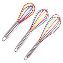 3-piece silicone whisk, kitchen mixer with stainless steel handle, egg beater mixing set