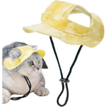 Cat Bucket Hat - Sun Hat for Small Dogs - Yellow - Animal: Cat
