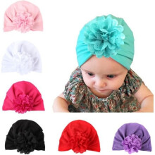 Set of 7 baby girl headbands, turbans, newborn hats, cute flower elastic children's caps