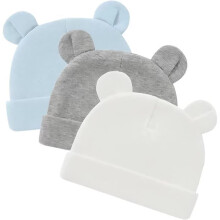 Baby Hat - Cute - Hospital Hat Set - Cotton - 0 to 6 Months - Bear Ears