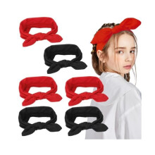 Retro Headbands - Not Specified - 6 Pieces - Knotted Elastic Bands - Black and Red - Hair Accessories