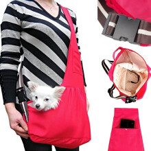 60*37cm Carrier Bag for Dogs and Cats on Airplanes, Shoulder Bag for Dogs, Front Dog Carrier, Foldable, Breathable, Red