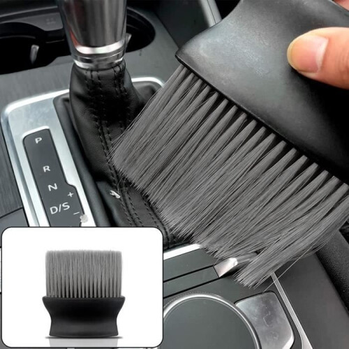 2pcs Automatic Interior Dust Brush, Car Cleaning Brushes, Soft Bristle Dusting Tool, Black