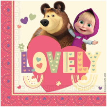 Masha Sweet Heart Paper Napkins (Pack of 20)