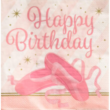 Ballerina Happy Birthday Napkins, 33 cm, Pack of 16, 2-Ply