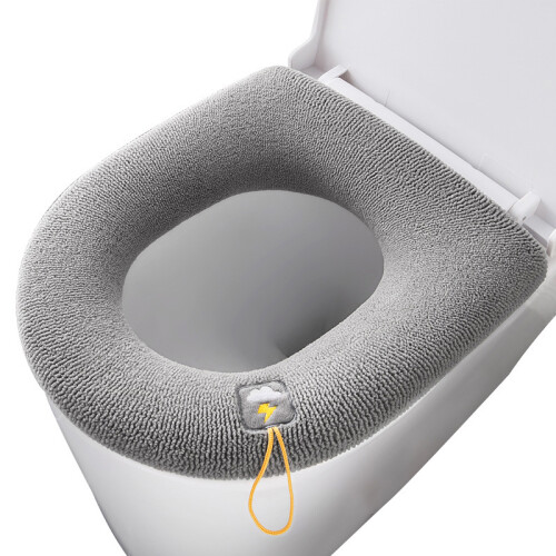 Weicher Toilettensitzbezug mit Griff - Hellgrau
