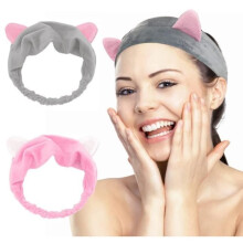 Makeup headband, facial care headband, cat headband, elastic makeup headband for women, set of 3