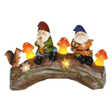 Solar LED Garden Gnome Statues - Resin Squirrel Gnome Figurine - Outdoor Spring Decoration for Patio