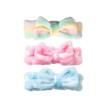 3-Piece Spa Headband Set, Women's Makeup Hairbands, Elastic Makeup Headbands with Cute Multicolored Bows