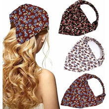 Hairband - Vintage - 3pcs - Elastic - Floral Print - Comfortable
