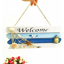 Wooden Welcome Sign Hanging Door Decoration Mediterranean Style Blue 265 x 115 cm Multiple Colors YYV