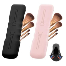 Makeup brush bag, 2 silicone makeup brush cases, with magnetic closure, portable makeup storage tool