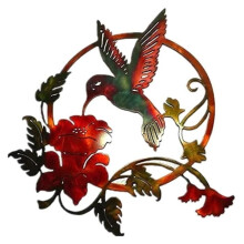 Wall decoration - Wrought iron - Hummingbird - Round - Vintage - Hanging 25x25cm