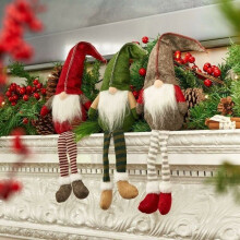 Set of 3 Plush Gnome Christmas Decorations, Handmade Swedish Ornaments for Home and Office HUB