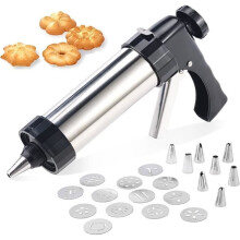 Churro Machine - Professional Stainless Steel - Cookie Press - 13 Discs - 8 Nozzles