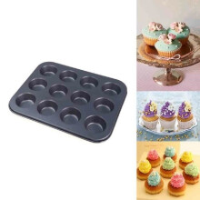 Large 12-Cavity Non-Stick Metal Mini-Muffin & Cupcake Pan, 35 x 27 cm - LaPetiteCaverne