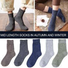 5 Pairs Mid Length Men Socks, Thick Warm Winter Socks, Hiking Socks Soft Casual