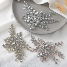 Easedaily Bride Wedding Hair Comb Silver Crystal Hair Pieces Rhinestone Headpieces Bridal Hair Clip Side Combs Hair Accessories for Women And Girls
