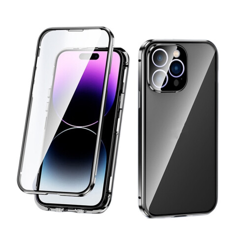 Doppelseitige magnetische Handyhülle für das iPhone Black  iPhone 15 Pro