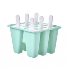 Reusable and easy-to-unmold silicone ice pop molds for making green ice pops