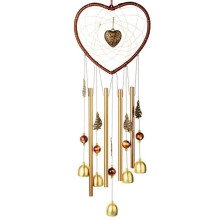 DreamCatcher Wind Chime Garden Wind Chime Power Pipe Metal Pendant Gold Heart Shape - TOPOFLY