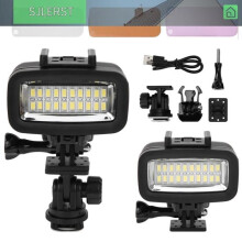 sjlerst Underwater LED Light, 40M Diving Lamp, Waterproof LED Fill Light with 20 Lights, High Photo Flash