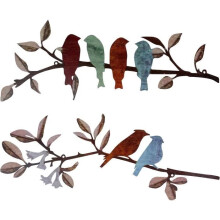 Wall Decoration - Wall Art - Metal - Set of 2 - Birds and Leaves Design - 40 x 15 cm