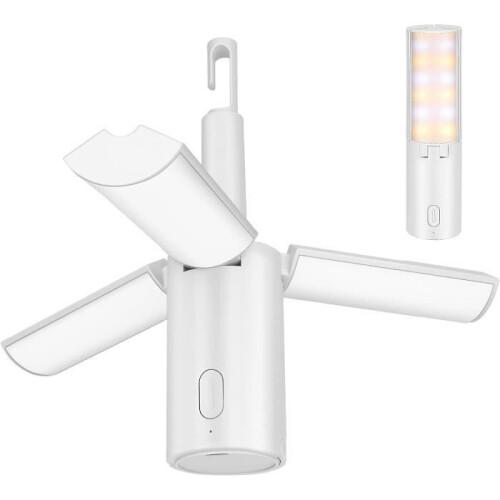 Camping Lamp, 4000mAh Rechargeable Foldable Camping Lantern with 3 Brightness Modes, Light Gray