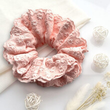 Scrunchie - AVIZAR - Classic - Embroidered Fabric - Vintage Chic - Pink