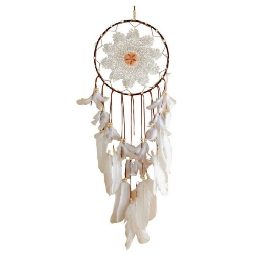 Dreamcatcher - Handmade - 75 cm - White - Home Decor - With Decorative Light