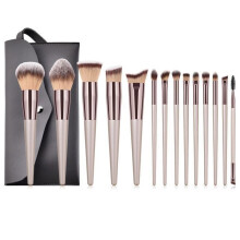 Makeup Brushes, 14-Piece Professional Makeup Brush Set with PU Leather Case, Champagne Gold Makeup Brush Kit