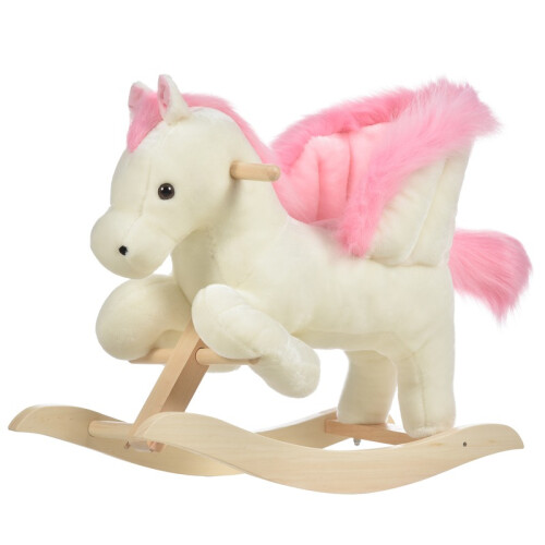 Cheval à bascule avec effets sonores, poignées, peluche pour bébé, siège à bascule