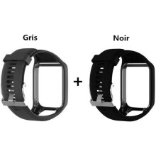 Replacement smartwatch strap - Leadgoods - TomTom Spark 3 - 2 pcs - Black and Grey - Water resistant