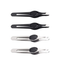 Tweezers - Not specified - Pack of 4 - Stainless steel - Non-slip - Angled tips