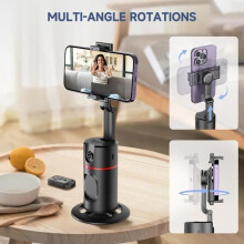 360 Automatic Face Tracking Tripod, Smart Phone Holder, Selfie Stick with Wireless Remote for Video, Di