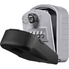 New Generation Secure Key Box, Large Outdoor Key Safe with 4 Codes & Emergency Keys, Waterproof and Rustproof (Grey)