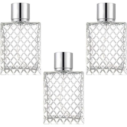 3 Pcs 100 ML Square Glass Perfume Bottles Empty Spray Atomizer for Perfume Liquid