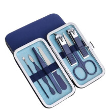 Professional 7-in-1 Manicure and Pedicure Kit - Stainless Steel - Portable - Blue