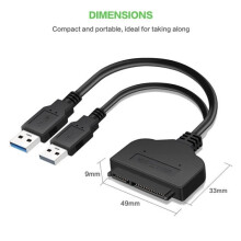 SATA 22-pin to USB 3.0 Adapter Cable for 2.5" SATA 1, 2.5" SATA 2 HDD and SATA SSD Hard Drives
