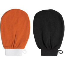 Exfoliating Glove - Unspecified - Pack of 2 - 100% Viscose Fiber - Black and Orange - 15x21 cm