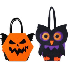 2PCS Halloween Portable Candy Bags Gift Bags Felt Baskets Owl Bag Gift Wrapping Accessory Halloween Decoration