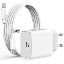 Charger for iPhone 14/14 Pro/14 Pro Max/14 Plus/13/12/11/SE/XS/XR, 20W USB-C Fast Charging and 2M Wall Power Cable, White