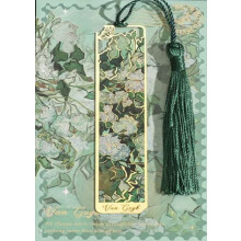 Engraved metal bookmark with special cutout: Van Gogh Vase of Roses
