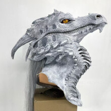 (Old Dragon King) Human & Animal Head Mask Set, Scary Funny Halloween Cosplay