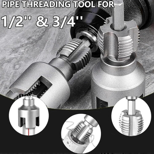 Dual-Function Pipe Tapping & Threading Tool, Heavy-Duty Alloy, Leak-Free Precision for 1/2" Pipes, Compatible with Universal Pipes