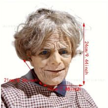 (Short-haired, blue-eyed grandma) Human & Animal Head Mask Set, Scary Funny Halloween Cosplay