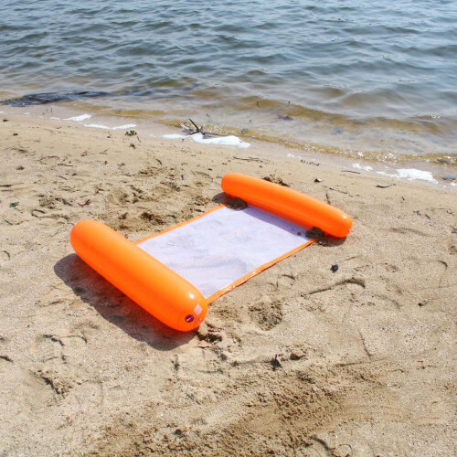 (Orange Yellow Solid Color Floating) Inflatable Hammock Pool Water Play Folding Lounger Floating Bed Mesh Float Raft